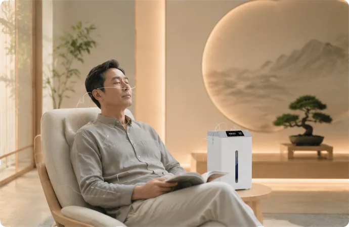 A guided hydrogen inhalation session at the H2Hub studio in Singapore